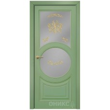 Межкомнатная дверь Оникс Софья эмаль RAL 6021 по МДФ контурный витраж