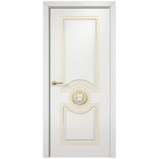 Межкомнатная дверь Оникс Цезарь Эмаль белая МДФ патина золото
