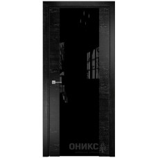 Межкомнатная дверь Оникс Урбан Черная эмаль патина серебро со стеклом