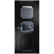 Межкомнатная дверь Оникс Валенсия Эмаль черная МДФ стекло с гравировкой со стеклом