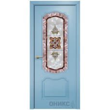 Межкомнатная дверь Оникс Венеция Эмаль голубая МДФ фотопечать со стеклом