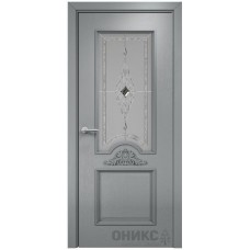 Межкомнатная дверь Оникс Византия Эмаль по RAL 7040 по ясеню бевелс со стеклом
