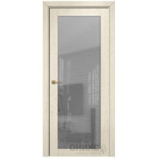 Межкомнатная дверь Оникс Сорбонна Слоновая кость патина коричневая со стеклом