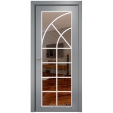 Межкомнатная дверь Оникс Сорбонна Эмаль по RAL7040 МДФ решетка с зеркалом