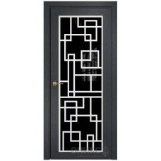 Межкомнатная дверь Оникс Сорбонна Дуб графит решетка со стеклом