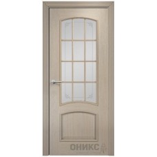 Межкомнатная дверь Оникс Прага Мокко пескоструй со стеклом