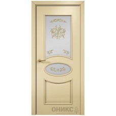 Межкомнатная дверь Оникс Эллипс эмаль RAL 1015 по МДФ витраж со стеклом