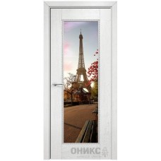 Межкомнатная дверь Оникс Александрия 1 Белая эмаль патина серебро фотопечать №17