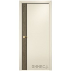 Межкомнатная дверь Оникс Duo дуб кофейный / эмаль слоновая кость по МДФ со стеклом