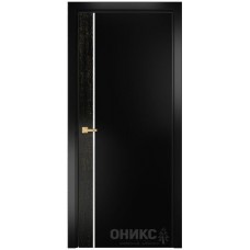 Межкомнатная дверь Оникс Duo эмаль чёрная патина золото / эмаль чёрная по МДФ со стеклом