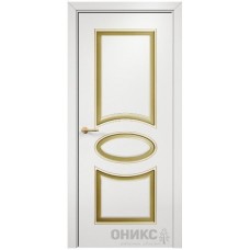 Межкомнатная дверь Оникс Эллипс Эмаль белая МДФ патина золото