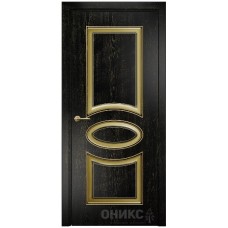 Межкомнатная дверь Оникс Эллипс Эмаль черная патина золото по фрезе