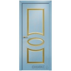 Межкомнатная дверь Оникс Эллипс Эмаль голубая патина золото по фрезе