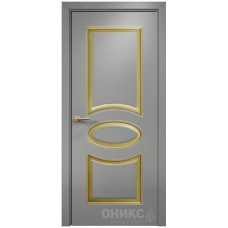 Межкомнатная дверь Оникс Эллипс Эмаль RAL 7036 по МДФ патина золото
