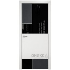 Межкомнатная дверь Оникс New York Дуб графит / белая эмаль по МДФ со стеклом