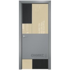 Межкомнатная дверь Оникс New York Дуб графит/эмаль по RAL7040 МДФ со стеклом