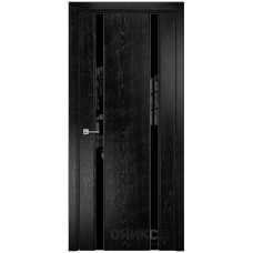 Межкомнатная дверь Оникс Престиж 2 Черная эмаль патина серебро со стеклом