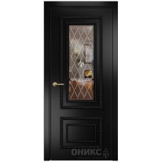 Межкомнатная дверь Оникс Прима Эмаль черная МДФ гравировка с зеркалом