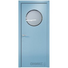 Межкомнатная дверь Оникс Сфера Эмаль голубая по ясеню со стеклом