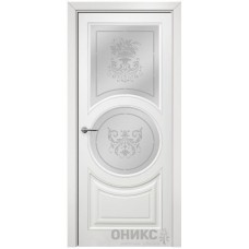 Межкомнатная дверь Оникс Софья Эмаль белая МДФ пескоструй со стеклом