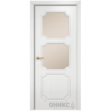 Межкомнатная дверь Оникс Валенсия Эмаль белая по ясеню со стеклом