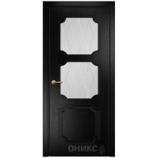 Межкомнатная дверь Оникс Валенсия Эмаль черная по ясеню стекло с гравировкой со стеклом