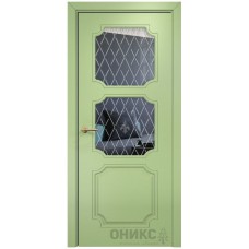 Межкомнатная дверь Оникс Валенсия Эмаль фисташка МДФ стекло с гравировкой со стеклом