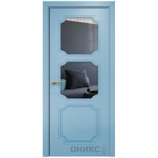 Межкомнатная дверь Оникс Валенсия Эмаль голубая МДФ со стеклом