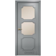 Межкомнатная дверь Оникс Валенсия Эмаль по RAL7040 МДФ со стеклом
