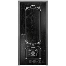 Межкомнатная дверь Оникс Венеция Черная эмаль патина серебро