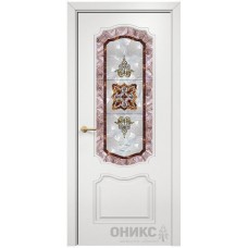Межкомнатная дверь Оникс Венеция Эмаль белая МДФ фотопечать со стеклом