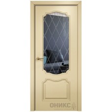 Межкомнатная дверь Оникс Венеция эмаль RAL 1015 по МДФ стекло с гравировкой со стеклом