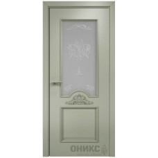 Межкомнатная дверь Оникс Византия Эмаль 7038 по МДФ контурный витраж со стеклом