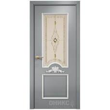 Межкомнатная дверь Оникс Византия Эмаль белая МДФ/эмаль по RAL7040 МДФ бевелс со стеклом