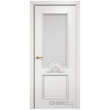 Межкомнатная дверь Оникс Византия Эмаль белая МДФ со стеклом