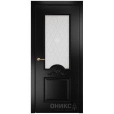 Межкомнатная дверь Оникс Византия Эмаль черная МДФ гравировка со стеклом