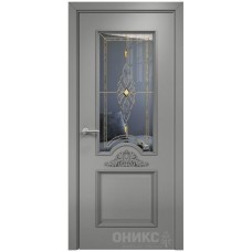 Межкомнатная дверь Оникс Византия Эмаль RAL 7036 по МДФ бевелс со стеклом