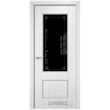 Межкомнатная дверь Оникс Александрия 2 Белая эмаль патина серебро пескоструй