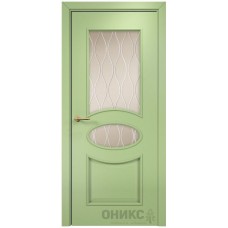 Межкомнатная дверь Оникс Эллипс Эмаль фисташка МДФ гравировка со стеклом