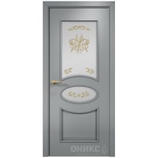 Межкомнатная дверь Оникс Эллипс Эмаль по RAL7040 МДФ витраж со стеклом
