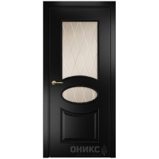 Межкомнатная дверь Оникс Эллипс Эмаль черная МДФ гравировка со стеклом