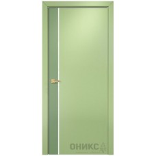 Межкомнатная дверь Оникс Duo эмаль RAL 6021 по МДФ / эмаль фисташка по МДФ со стеклом