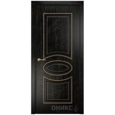 Межкомнатная дверь Оникс Эллипс Черная эмаль патина золото