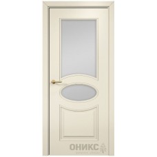 Межкомнатная дверь Оникс Эллипс Эмаль слоновая кость МДФ со стеклом