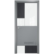 Межкомнатная дверь Оникс New York Дуб седой/эмаль по RAL7040 МДФ со стеклом