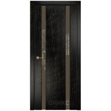 Межкомнатная дверь Оникс Престиж 2 Черная эмаль патина золото со стеклом