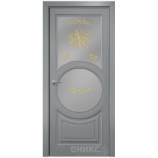 Межкомнатная дверь Оникс Софья Эмаль по RAL7040 МДФ контурный витраж