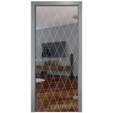 Межкомнатная дверь Оникс Цельностеклянная Зеркало гравировка