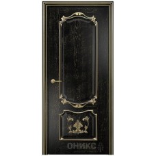Межкомнатная дверь Оникс Венеция Черная эмаль патина золото