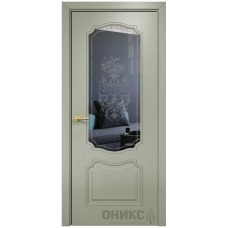 Межкомнатная дверь Оникс Венеция Эмаль 7038 по ясеню пескоструй со стеклом